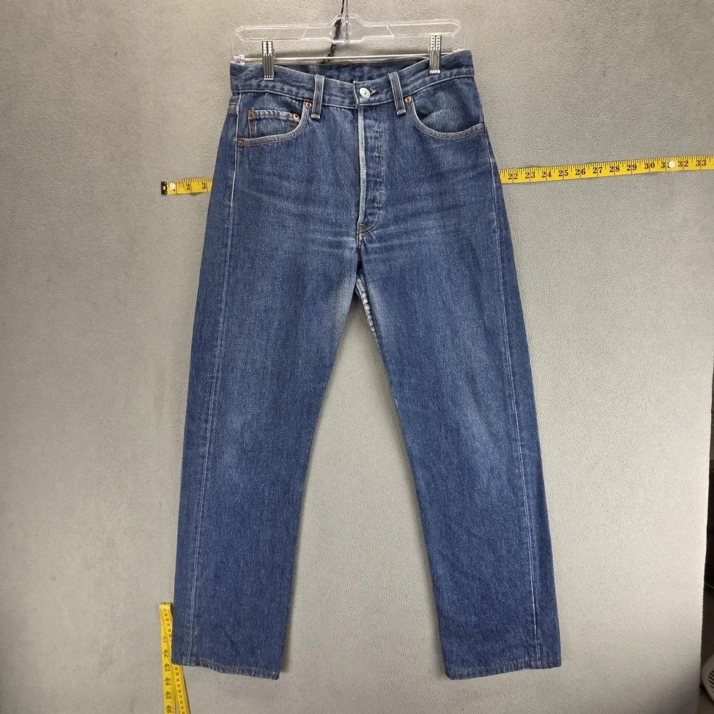 Vintage Levis 501 Jeans Mens Blue Button Fly Made in USA Altered Hem Fits 28x28